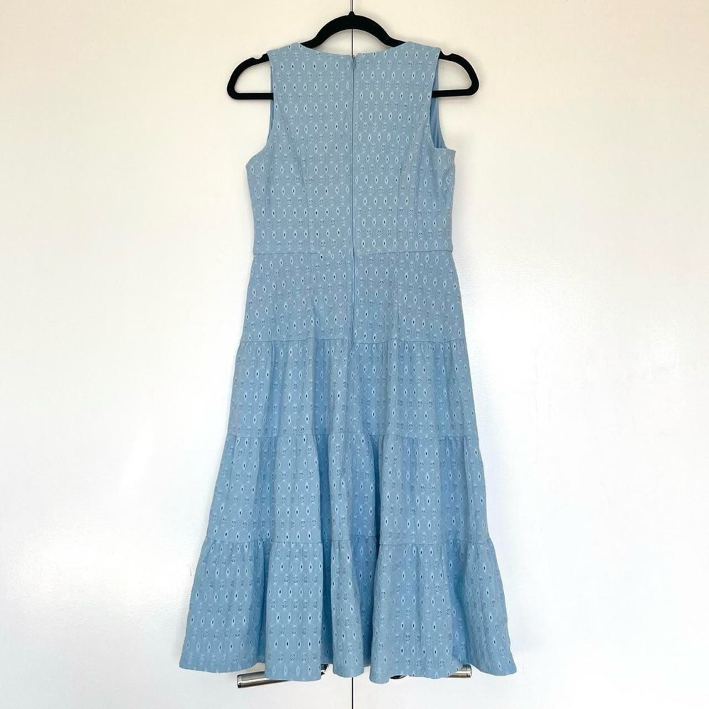 London Times | Baby blue lace sleeveless midi flowy tiered tea dress | Size 4 - Picture 6 of 8